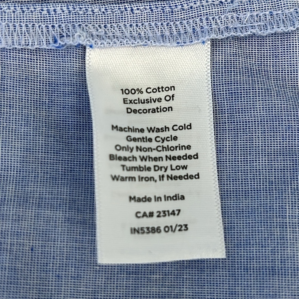Talbots Light Blue Eyelet Embroidered 100% Cotton Peasant Blouse Top Size LP - Picture 6 of 10